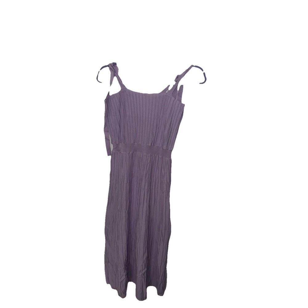 Women’s Lavender Ribbed Sleeveless Dress Tie Strap Size Medium Lightweight - Picture 2 of 3